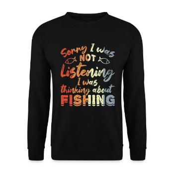 Je pense à la pêche - Sweat-shirt Unisexe - noir - Devant - Alina (178cm) & Michal (187cm)