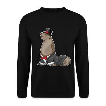 Mariage du marié de phoques au haut-de-forme - Sweat-shirt Unisexe - noir - Devant - Alina (178cm) & Michal (187cm)