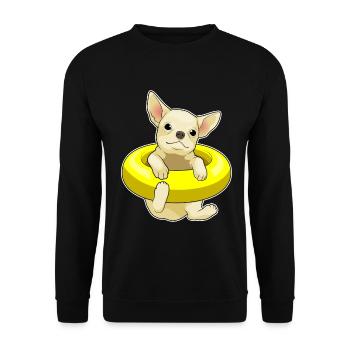 Chihuahua Schwimmen Schwimmring Sommer - Unisex Pullover - Schwarz - Vorne - Alina (178cm) & Michal (187cm)