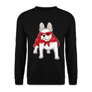 French Bulldog Superhero Cloak - Unisex Sweatshirt - black - Front - Alina (178cm) & Michal (187cm)