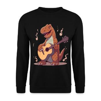 Dinosaur with guitar for musicians - Unisex Sweatshirt - black - Front - Alina (178cm) & Michal (187cm)