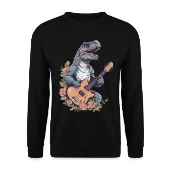 Dinosaur with guitar for musicians - Unisex Sweatshirt - black - Front - Alina (178cm) & Michal (187cm)