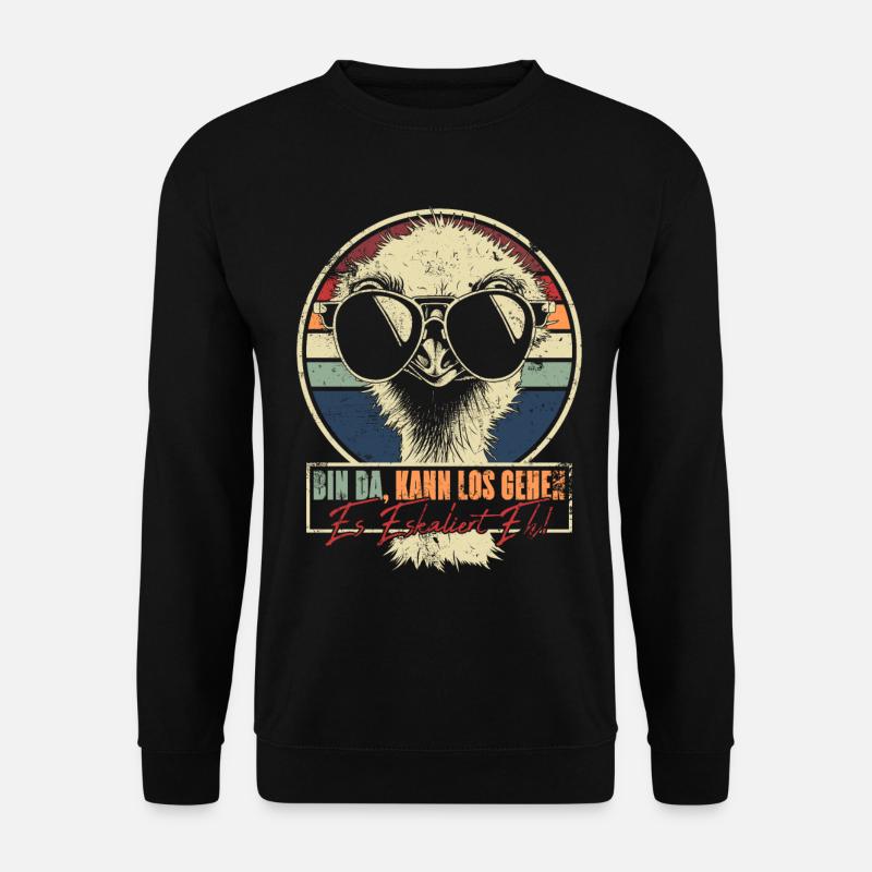 Bin Da Kann Los Gehen Es Eskaliert Eh Strauß Retro - Unisex Pullover - Schwarz