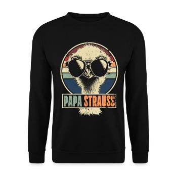 Papa Strauss Retro Emu Laufvogel Sonnenbrille - Unisex Pullover - Schwarz - Vorne - Alina (178cm) & Michal (187cm)