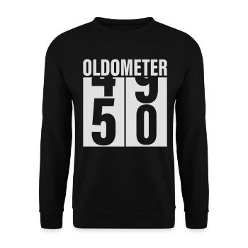 50ter Geburstag Oldometer - Unisex Pullover - Schwarz - Vorne - Alina (178cm) & Michal (187cm)