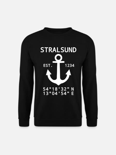 Stralsund Koordinaten - Unisex Pullover - Schwarz