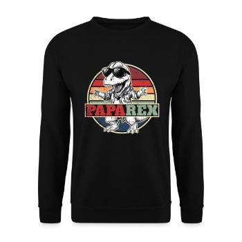 Papa Rex Dinosaur Retro Dino Father's Day Gift - Unisex Sweatshirt - black - Front - Alina (178cm) & Michal (187cm)