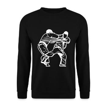 Judoka Skizze - Unisex Pullover - Schwarz - Vorne - Alina (178cm) & Michal (187cm)