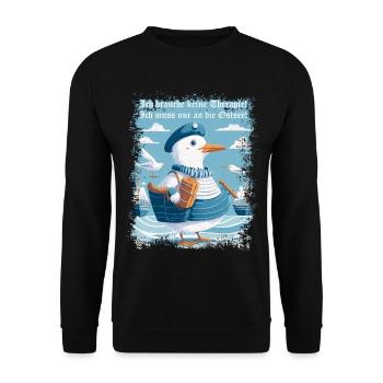 Ich brauche keine Therapie, muss nur an die Ostsee - Unisex Pullover - Schwarz - Vorne - Alina (178cm) & Michal (187cm)