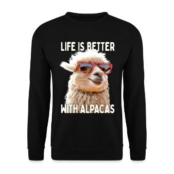 Alpaka Life Is Better With Alpacas Lama Alpakas - Unisex Pullover - Schwarz - Vorne - Alina (178cm) & Michal (187cm)