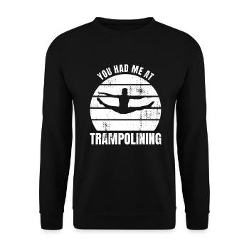 Du hattest mich beim Trampolinspringen - Unisex Pullover - Schwarz - Vorne - Alina (178cm) & Michal (187cm)