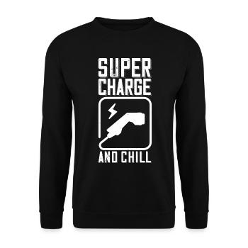 Supercharge And Chill - pour les fans de voitures électriques - Sweat-shirt Unisexe - noir - Devant - Alina (178cm) & Michal (187cm)