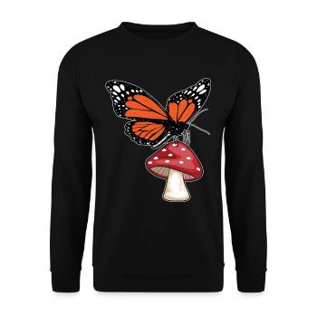 Butterfly mushroom - Unisex Sweatshirt - black - Front - Alina (178cm) & Michal (187cm)