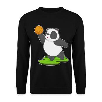 Panda Basketball Player Basketball - Unisex Sweatshirt - black - Front - Alina (178cm) & Michal (187cm)