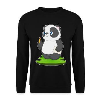 Panda Schüler Bleistift Schule - Unisex Pullover - Schwarz - Vorne - Alina (178cm) & Michal (187cm)