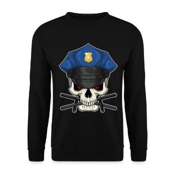 Police du Bâton du Policier du Crâne - Sweat-shirt Unisexe - noir - Devant - Alina (178cm) & Michal (187cm)