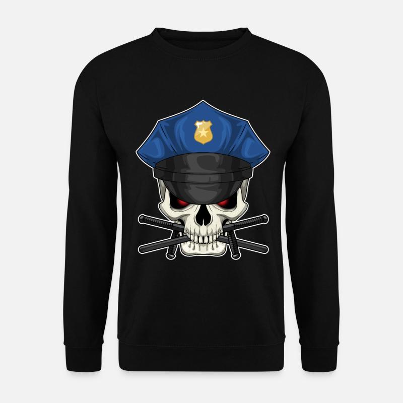 Totenkopf Polizist Schlagstock Polizei - Unisex Pullover - Schwarz