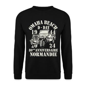 Omaha Beach D-Day 80 ème Anniversaire Normandie - Sweat-shirt Unisexe - noir - Devant - Alina (178cm) & Michal (187cm)
