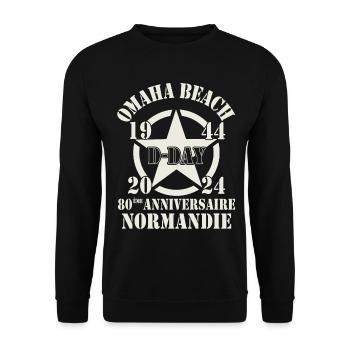 Omaha Beach D-Day 80ème Anniversaire Normandie - Sweat-shirt Unisexe - noir - Devant - Alina (178cm) & Michal (187cm)