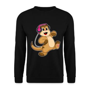 Meerkat Headphones Music - Unisex Sweatshirt - black - Front - Alina (178cm) & Michal (187cm)