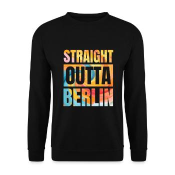 Berlin T Shirt Straight Outta Berlin - Unisex Sweatshirt - black - Front - Alina (178cm) & Michal (187cm)