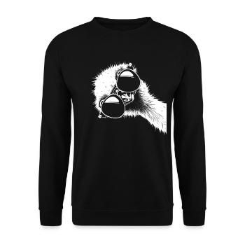 Lustiger Vogelstrauß mit Sonnenbrille Emu Geschenk - Unisex Pullover - Schwarz - Vorne - Alina (178cm) & Michal (187cm)