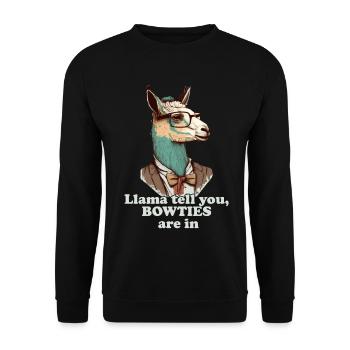 Bowties are in Lama - Unisex Pullover - Schwarz - Vorne - Alina (178cm) & Michal (187cm)