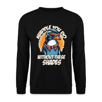 Pingouin de style cool avec des lunettes de soleil - Sweat-shirt Unisexe - noir - Devant - Alina (178cm) & Michal (187cm)