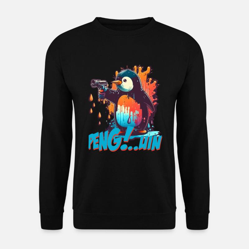 Stylo.. Guin Penguin avec pistolet - Sweat-shirt Unisexe - noir
