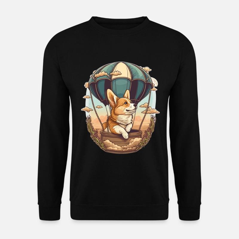 Chien de rêve en montgolfière - Sweat-shirt Unisexe - noir