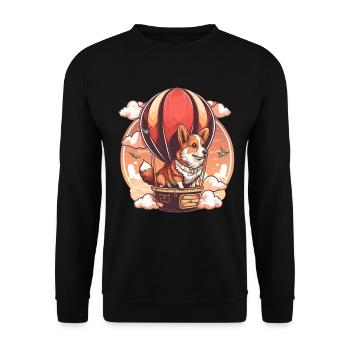 Dog in hot air balloon in pink clouds - Unisex Sweatshirt - black - Front - Alina (178cm) & Michal (187cm)