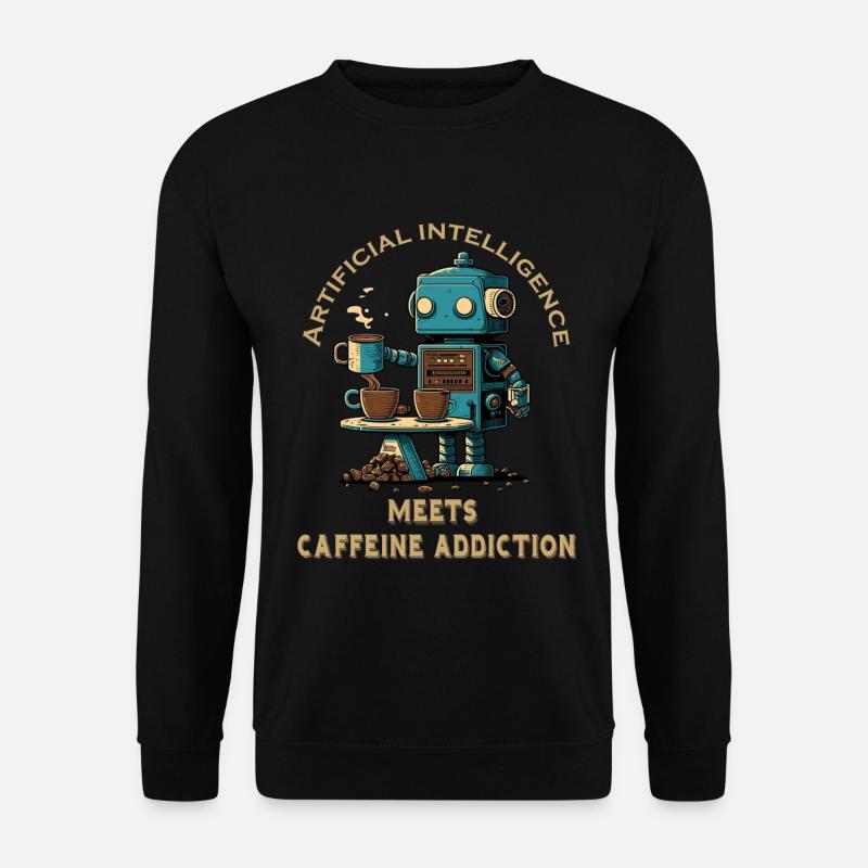 Artificial intelligence meets coffee addiction - Unisex Sweatshirt - black