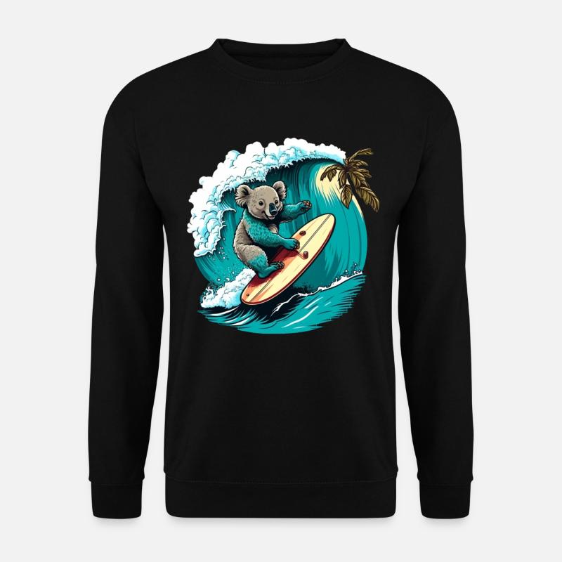 Koala hat Spass beim Surfen - Unisex Pullover - Schwarz