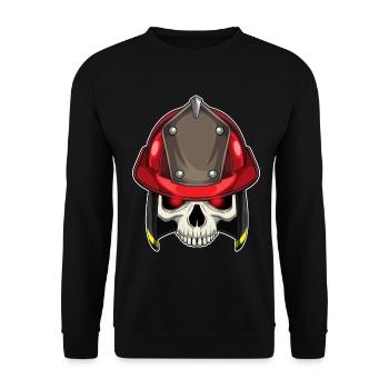 Totenkopf Feuerwehrmann Feuerwehr - Unisex Pullover - Schwarz - Vorne - Alina (178cm) & Michal (187cm)
