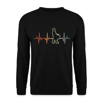 Vintage drum heart palpitations - Unisex Sweatshirt - black - Front - Alina (178cm) & Michal (187cm)