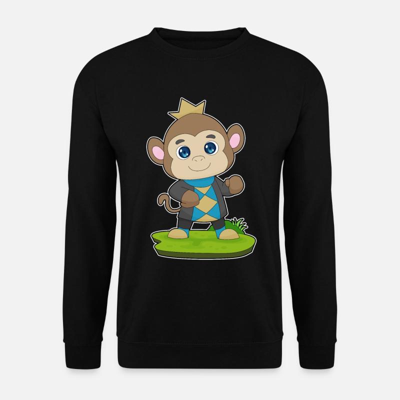 Affe Prinz Krone - Unisex Pullover - Schwarz