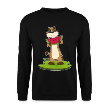 Erdmännchen Wassermelone  - Unisex Pullover - Schwarz - Vorne - Alina (178cm) & Michal (187cm)