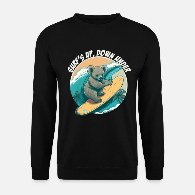 Down under surfender Koalabär - Unisex Pullover - Schwarz