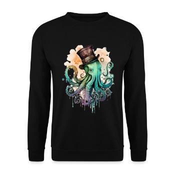 Octophus avec cylindre - Sweat-shirt Unisexe - noir - Devant - Alina (178cm) & Michal (187cm)