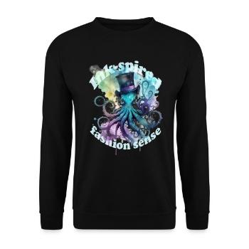 Sens de la mode Octophus avec chapeau haut de forme - Sweat-shirt Unisexe - noir - Devant - Alina (178cm) & Michal (187cm)