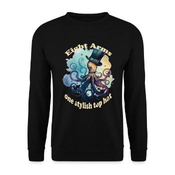 Eight arms, a stylish hat, octopus - Unisex Sweatshirt - black - Front - Alina (178cm) & Michal (187cm)