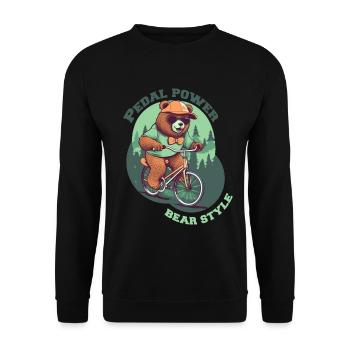 Pedal Power Teddy rides bike - Unisex Sweatshirt - black - Front - Alina (178cm) & Michal (187cm)
