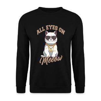 All eyes on Katze mit Sonnenbrille - Unisex Pullover - Schwarz - Vorne - Alina (178cm) & Michal (187cm)