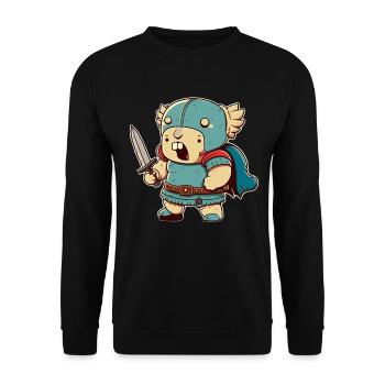 Verrückter Krieger mit Schwert - Unisex Pullover - Schwarz - Vorne - Alina (178cm) & Michal (187cm)