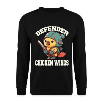 Chick in knight's armor chicken wings - Unisex Sweatshirt - black - Front - Alina (178cm) & Michal (187cm)