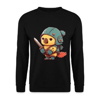 Oiseau en tenue de guerrier - Sweat-shirt Unisexe - noir - Devant - Alina (178cm) & Michal (187cm)