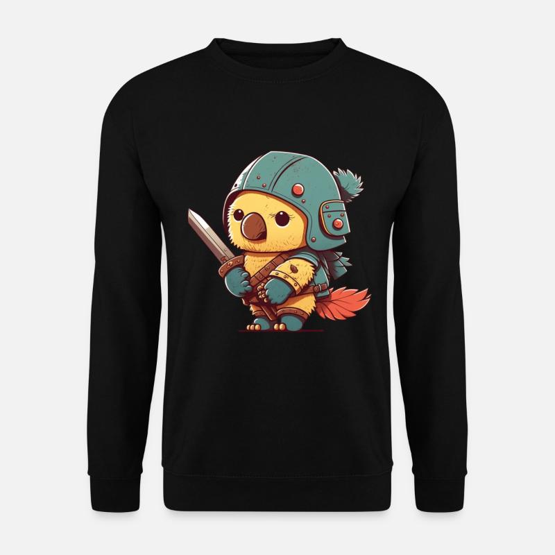 Vogel im Kriegeroutfit - Unisex Pullover - Schwarz