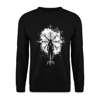 Vegvisir Viking Runes Compas Sorcière Occulte - Sweat-shirt Unisexe - noir - Devant - Alina (178cm) & Michal (187cm)