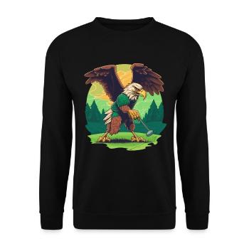 Golf-playing eagle - Unisex Sweatshirt - black - Front - Alina (178cm) & Michal (187cm)