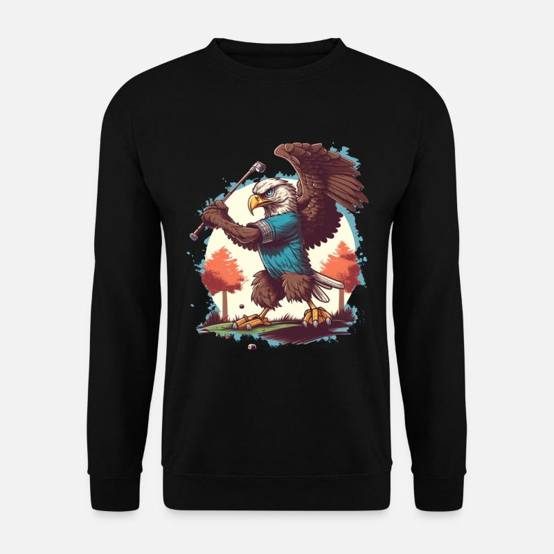 Adler schwingt den Golfschläger - Unisex Pullover - Schwarz